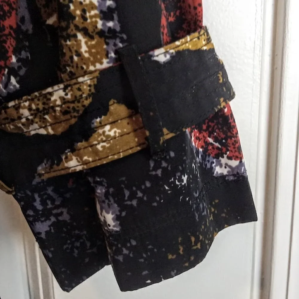 Vertigo Paris Abstract Print Belted Trench Coat